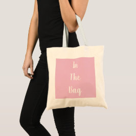 Rosa Tote Bag med In-Bag i vit text Tygkasse