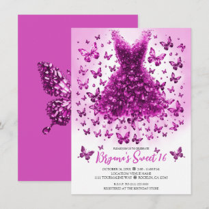 Rosa Tourmaline Butterfly Dress oktober Birthstone Inbjudningar