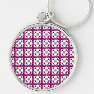 Rosa Tourmaline Diamond Art, Rosa Rund Silverfärgad Nyckelring