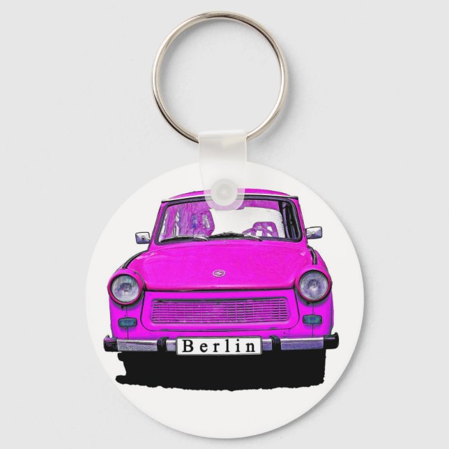 Rosa Trabant Car Nyckelring (Framsida)