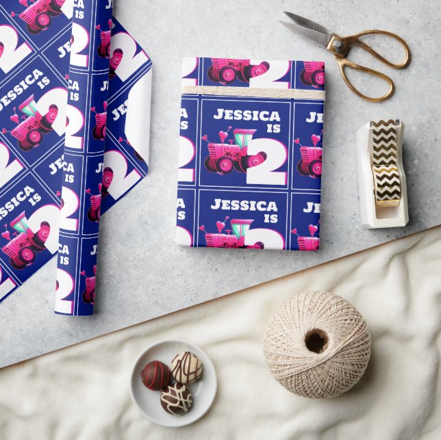Rosa Tractor Birthday Presentpapper (Hantverk)