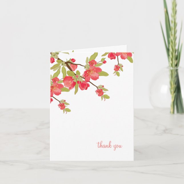 Rosa Träd Blommar Bröllop Tacksamhetskort Tack Kort (Framsida)