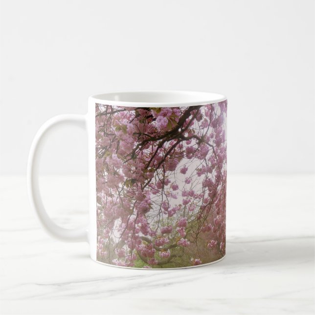 Rosa Träd Blommar Kaffemugg (Vänster)
