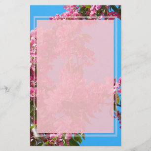 Rosa Träd Blommarna och Blå himmel Brevpapper