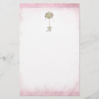 Rosa träd brevpapper