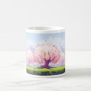 Rosa Träd Illustration Kaffemugg
