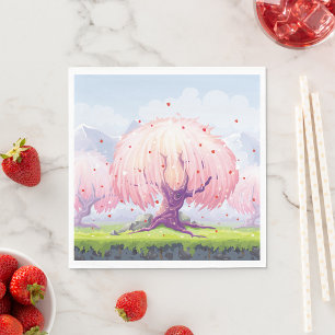 Rosa Träd Illustration Pappersservett