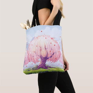 Rosa Träd Illustration Tygkasse