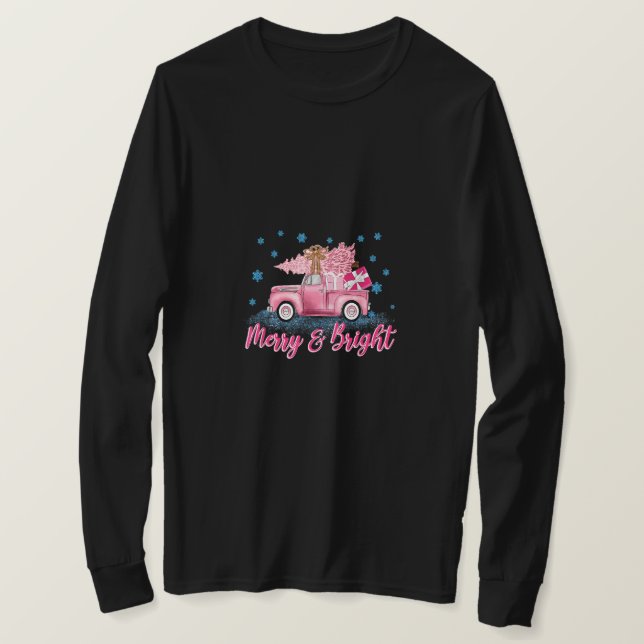 Rosa Träd jul, munkavle och Rosa Lastbil Xm T Shirt (Design framsida)
