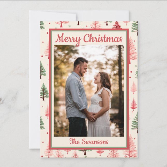 Rosa Träd julkort (Skapare uppladdad)