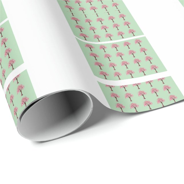 Rosa Träd Mönster Presentpapper (Rullad Hörn)