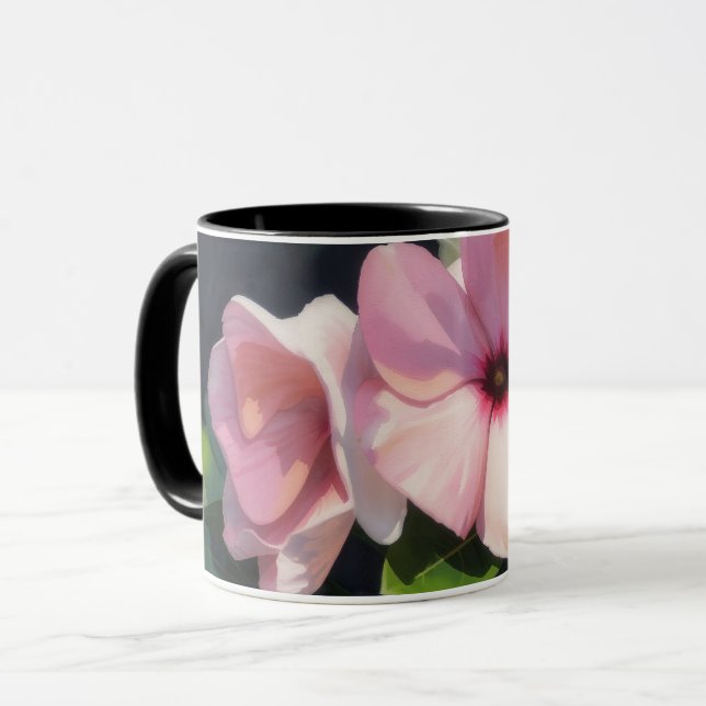 Rosa Trädgårdsblommor Blommig Konst Mugg (Framsida vänster)