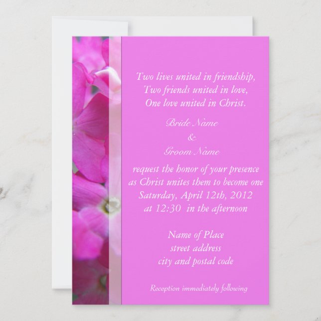 Rosa trädgårdsblommor Christian bröllopsinbjudning Inbjudningar (Framsida)
