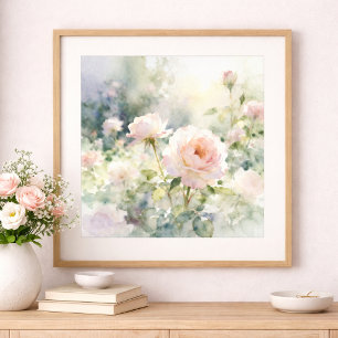 Rosa trädgårdsrosor i rosafärgad nyans poster