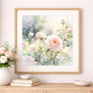 Rosa trädgårdsrosor i rosafärgad nyans poster