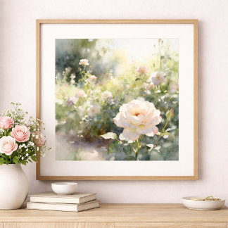 Rosa trädgårdsrosor i rosafärgad nyans poster