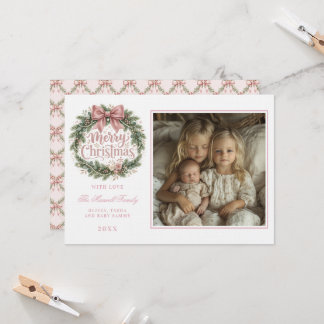 Rosa traditionell julgran | Pinkmas fotokort Inbjudningar