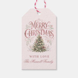 Rosa traditionell julgran | Pinkmas Presentetikett