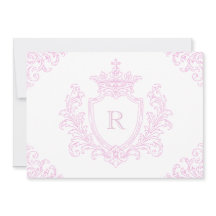 Rosa traditionell vapensköldsmonogram doppresent f