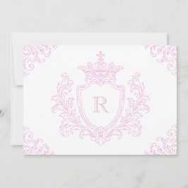 Rosa traditionell vapensköldsmonogram doppresent f inbjudningar