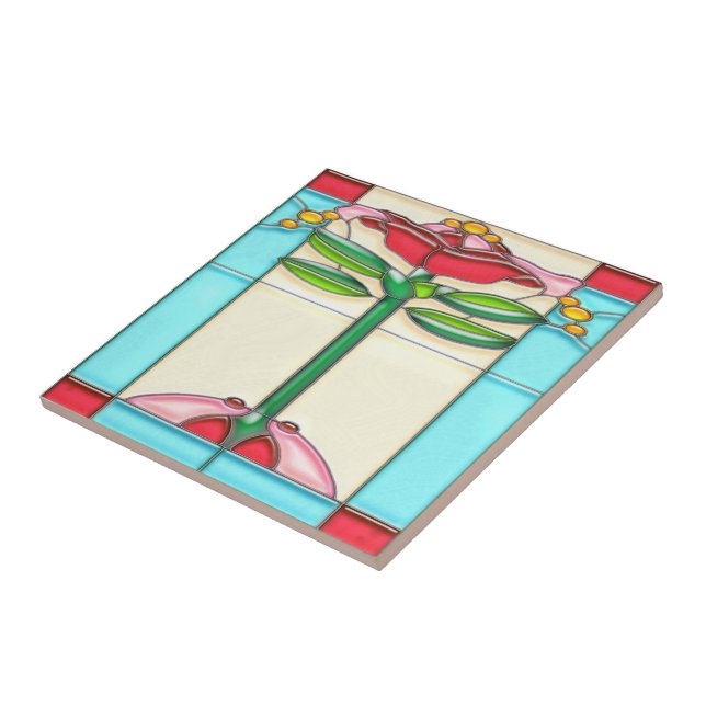 Rosa trädmålat glass för art déco kakelplatta (Sidan)