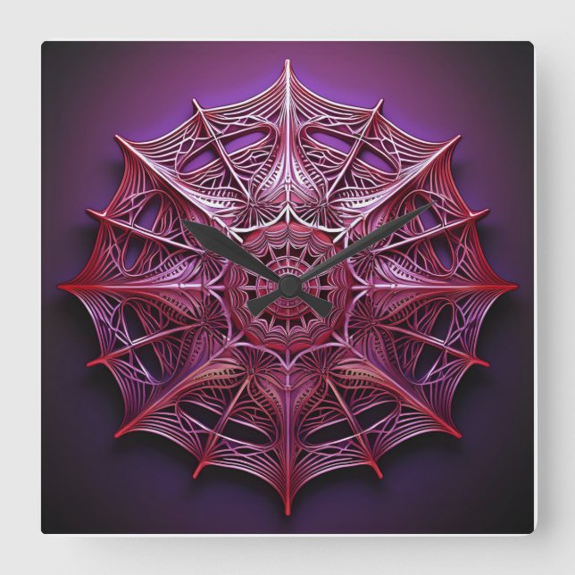Rosa trådram Mandelbrot Fyrkantig Klocka (Framsida)