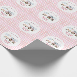 Rosa Traktor Flickas Födelsedag Presentpapper