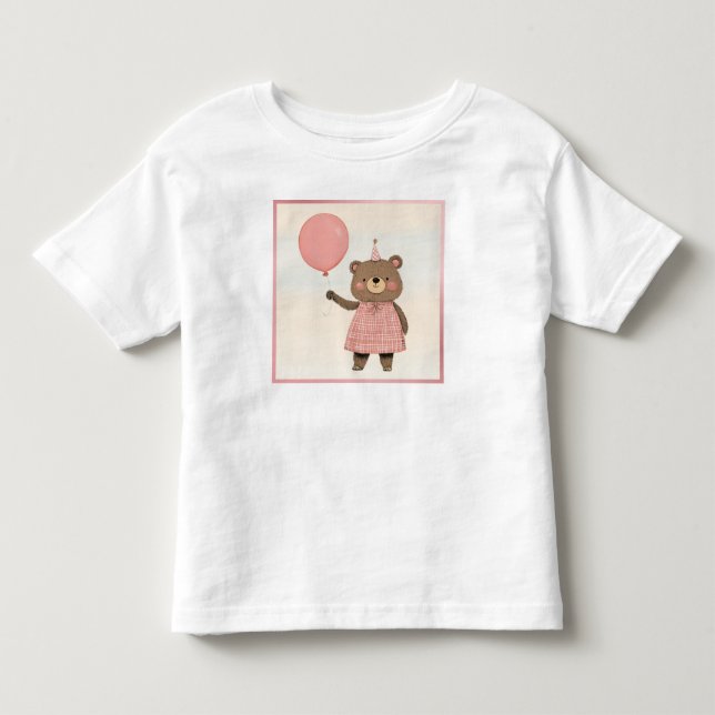 Rosa Träningbjörn med ben och hatt T Shirt (Framsida)