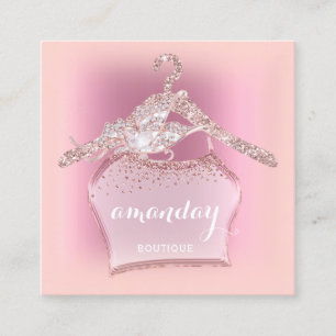 Rosa Trasa Hanger Diamond Mode Boutique Fyrkantigt Visitkort