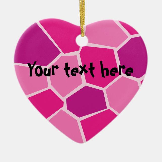 Rosa trasig hjärta anpassad keramisk prydnad julgransprydnad keramik (Framsidan)