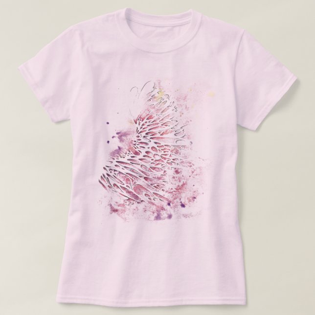 Rosa Traumflügel T Shirt (Design framsida)