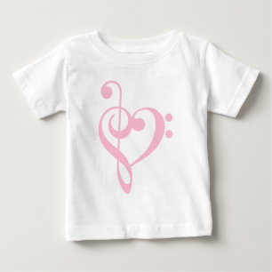 Rosa Treble Clef & Bass Clef Heart Tee Shirt
