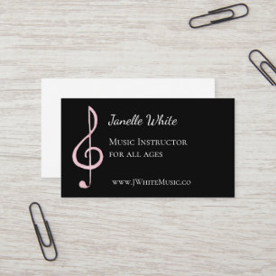 Rosa Treble Clef Music Affärskort Visitkort