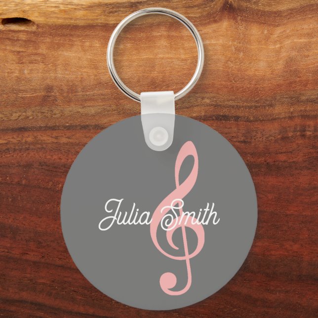 rosa treble clef Musical note med namn Nyckelring (Framsida)