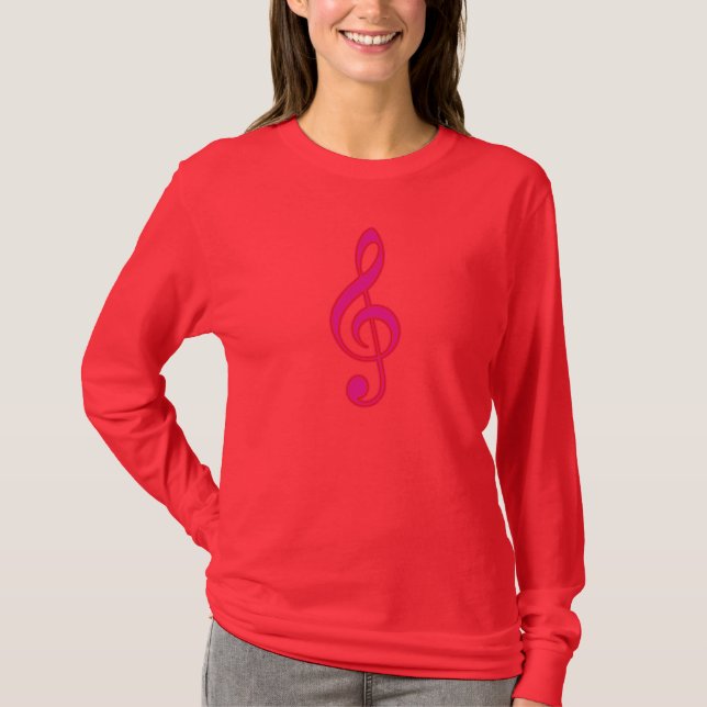 Rosa Trebleklav för neon Tee (Framsida)