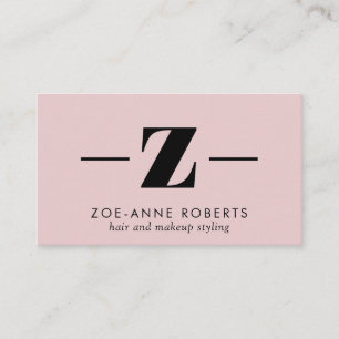 Rosa Trendig Brev Z Monogram Hair Makeup Visitkort