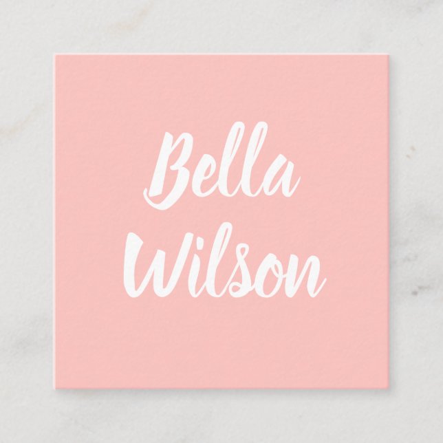 Rosa trendig: modern, minimalistisk pastel fyrkantigt visitkort (Framsida)