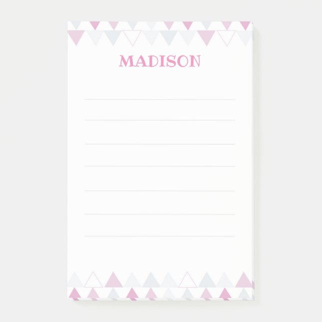 Rosa Triangles Post it Notes Post-it Block (Framsida)
