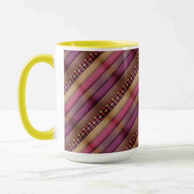 Rosa Tribal Rand Geometric Mönster Bold Ethnic Mugg (Vänster)