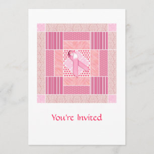 Rosa Tribute till Bröstcancer överlevande Quilt Inbjudningar