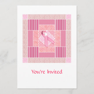 Rosa Tribute till Bröstcancer överlevande Quilt Inbjudningar