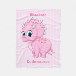 Rosa TriceratopsDinosaur för gullig baby Fleecefilt