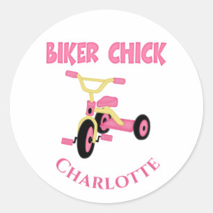 Rosa Tricle Biker Chick Runt Klistermärke