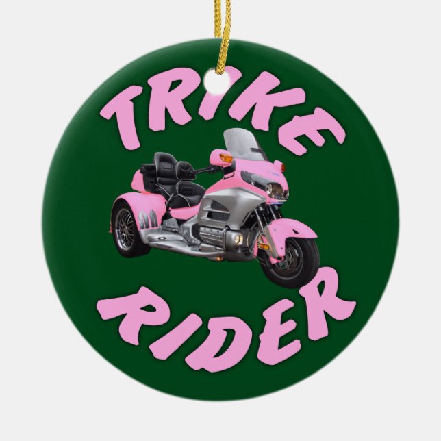 Rosa Trike ryttare Julgransprydnad Keramik (Framsidan)