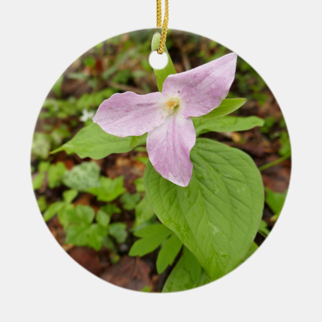 Rosa Trillium Flower Julgransprydnad Keramik (Framsidan)