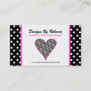 Rosa Trim Zebra tryck Heart Affärskort Visitkort