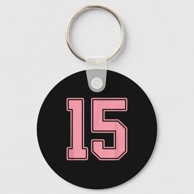 Rosa tröja nummer 15 spelaruniform #15  nyckelring (Framsida)