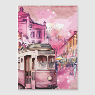 Rosa Trolly Car Cityscape Illustration