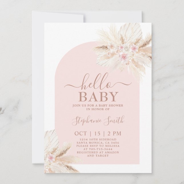  rosa Tropical Baby Shower Girl-inbjudan Inbjudningar (Framsida)