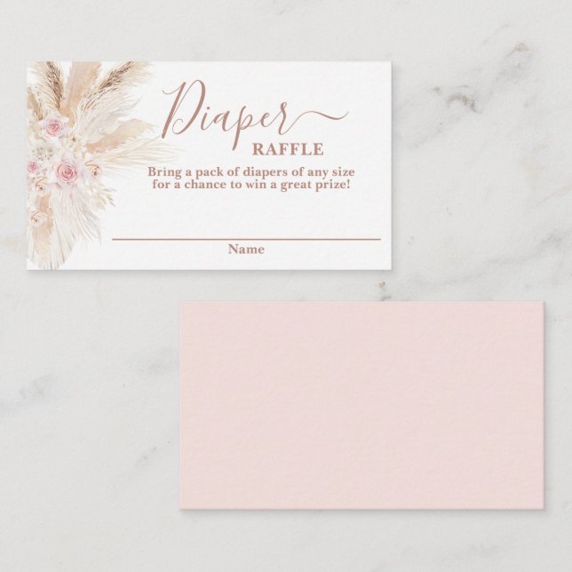  Rosa Tropical babydusch Diaper Raffle Card Tilläggskort (Fram/baksida)